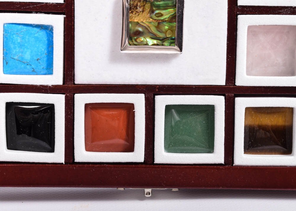 Sterling Silver "Colors of Life" Interchangeable 11-Stone Italian Necklace Set