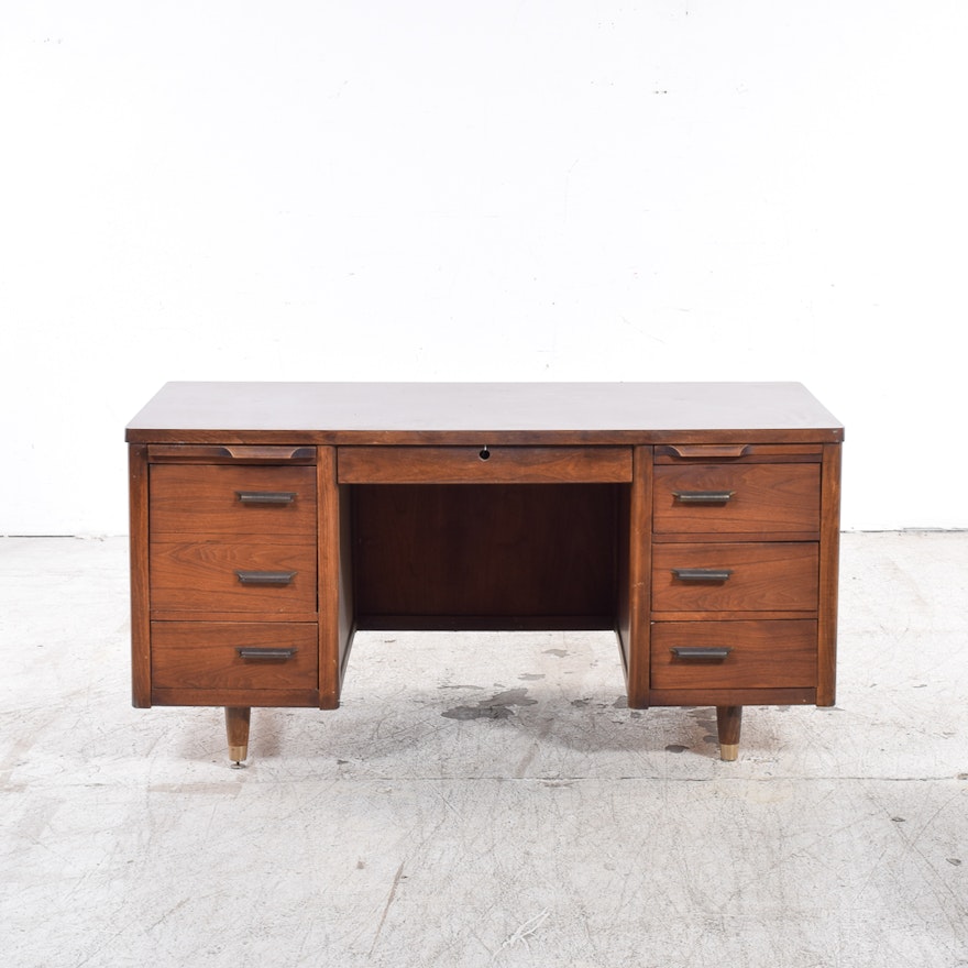 Vintage Jofco Mid Century Modern Walnut Executive Desk