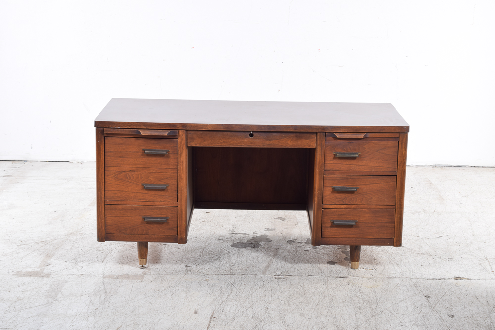 Vintage Jofco Mid Century Modern Walnut Executive Desk