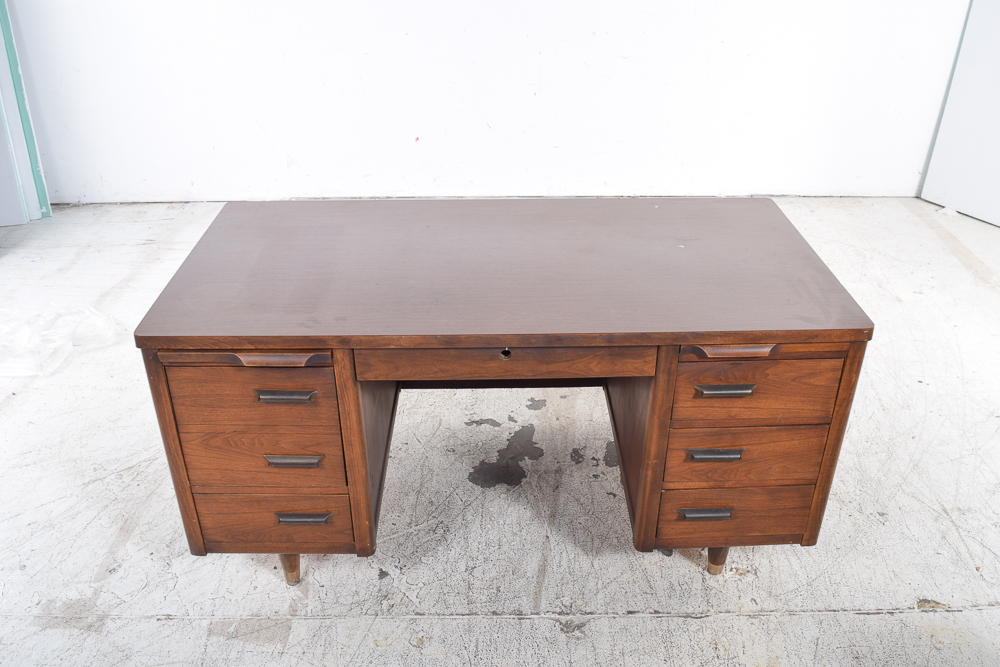 Vintage Jofco Mid Century Modern Walnut Executive Desk