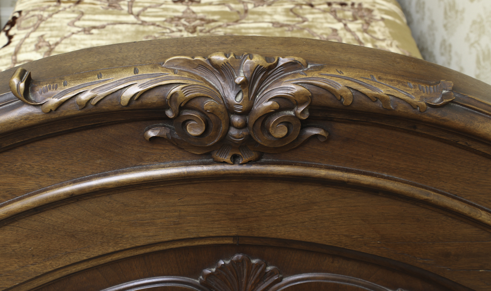 Antique French Rococo-Carved Walnut Twin Bed
