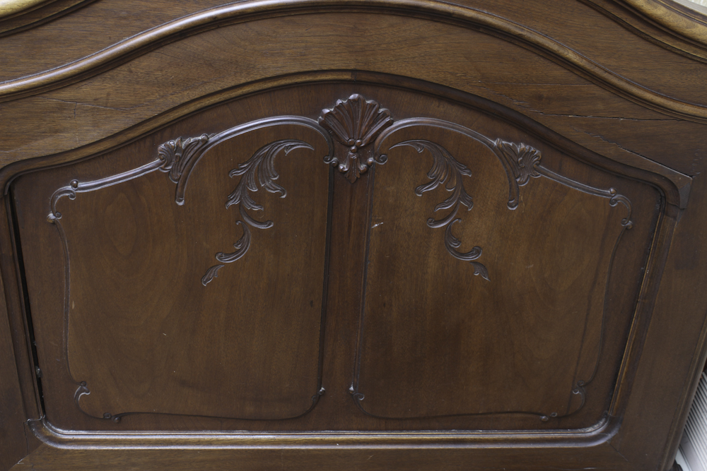 Antique French Rococo-Carved Walnut Twin Bed