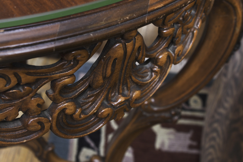 Vintage Italian Rococo Style Marquetry Center Table