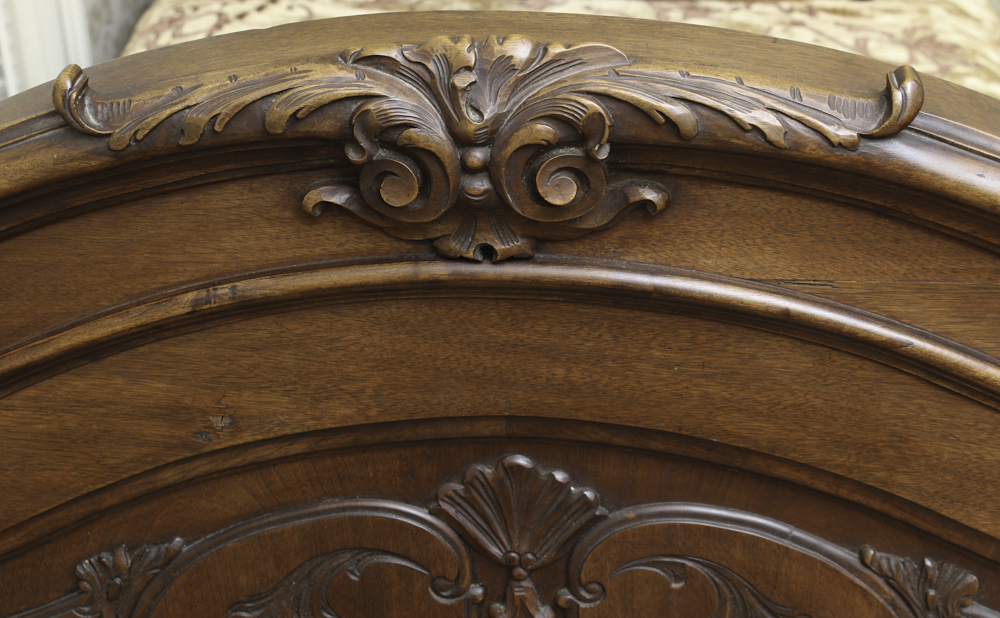 Antique French Rococo-Carved Walnut Twin Bed