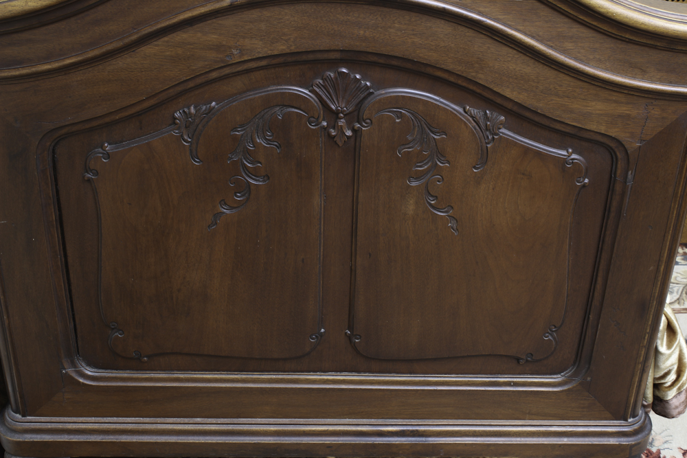 Antique French Rococo-Carved Walnut Twin Bed