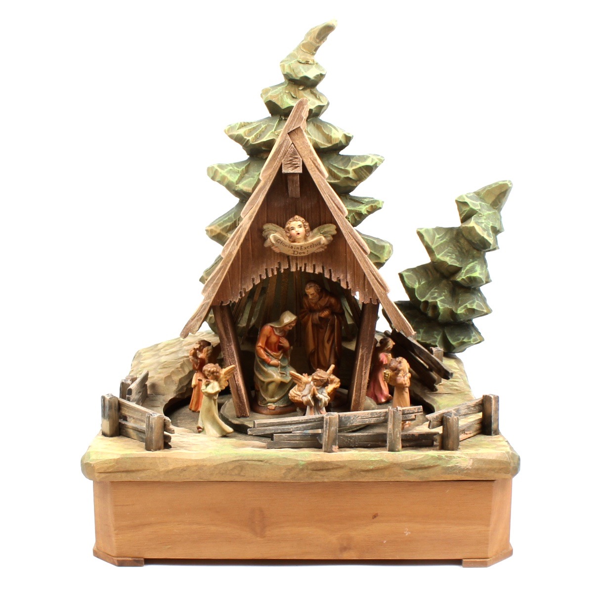 Anri Carved and Lighted Wooden Nativity Scene