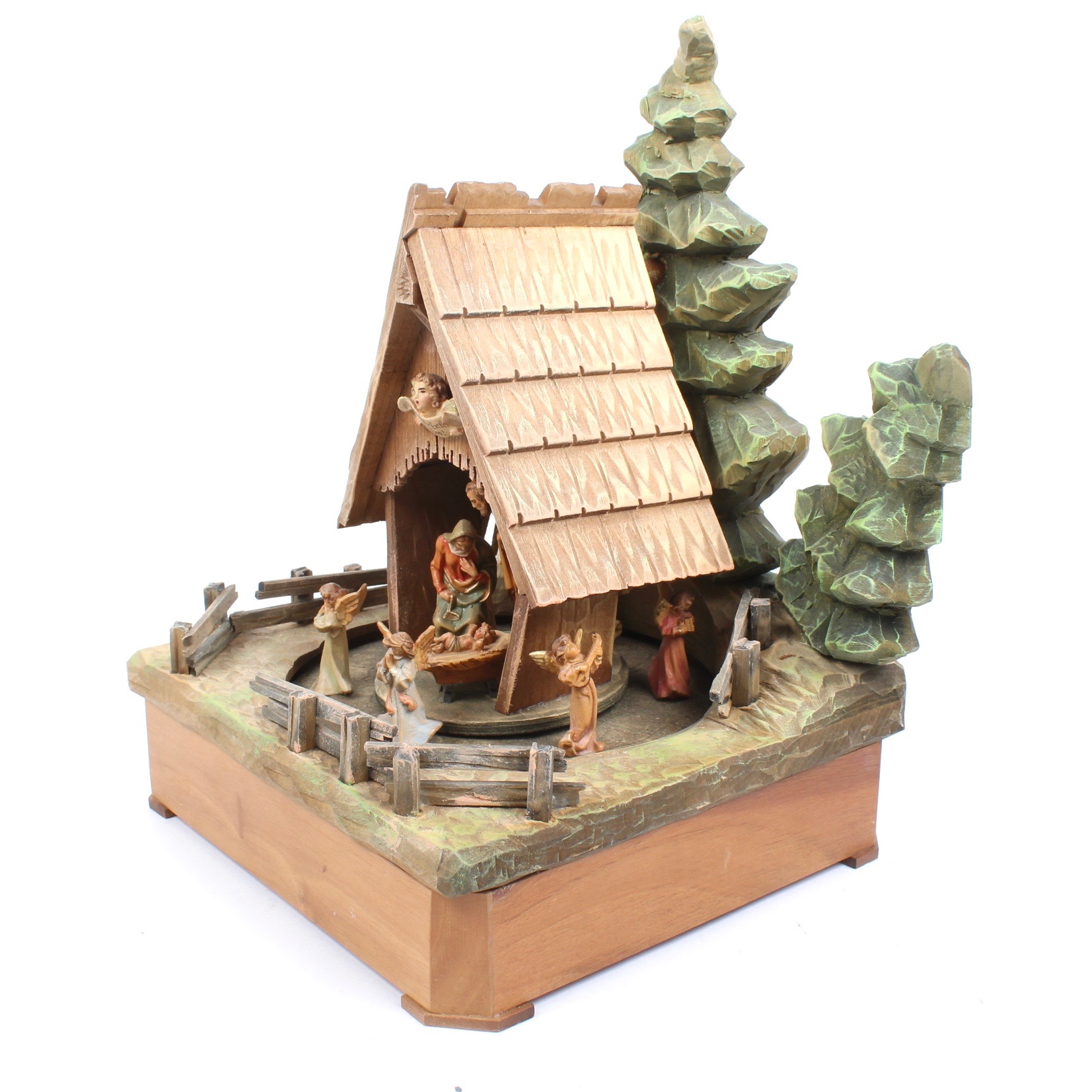 Anri Carved and Lighted Wooden Nativity Scene