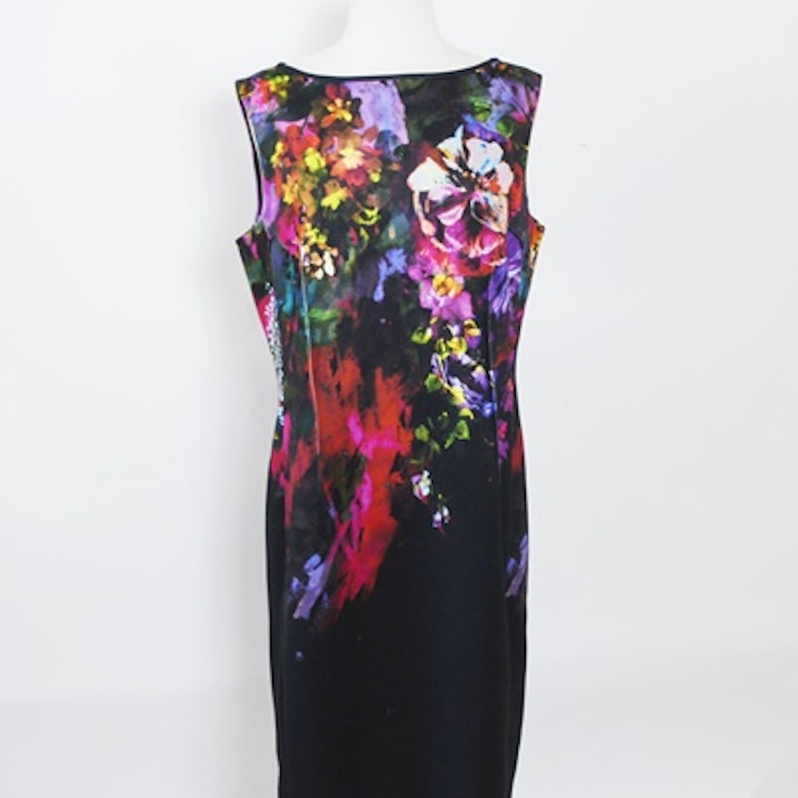 Multicolor Floral Print Sleeveless Sheath Dress