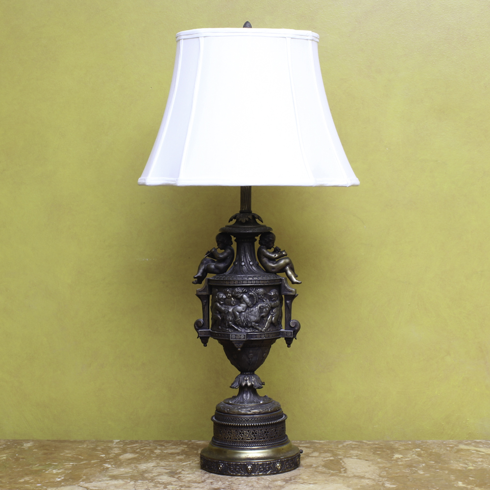 Vintage Brass Rococo-Style Table Lamp