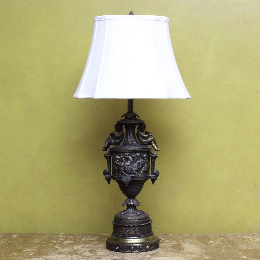 Vintage Brass Rococo-Style Table Lamp