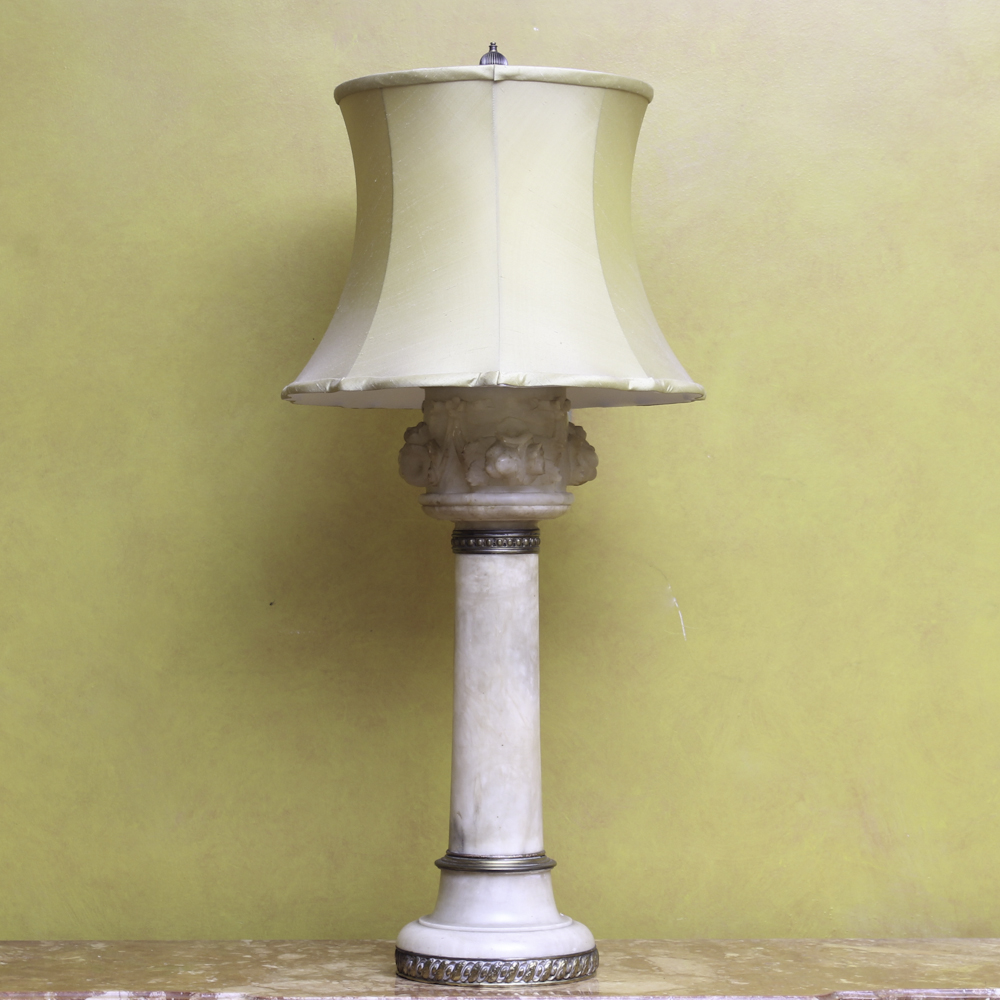 Neoclassical Polished Stone Table Lamp