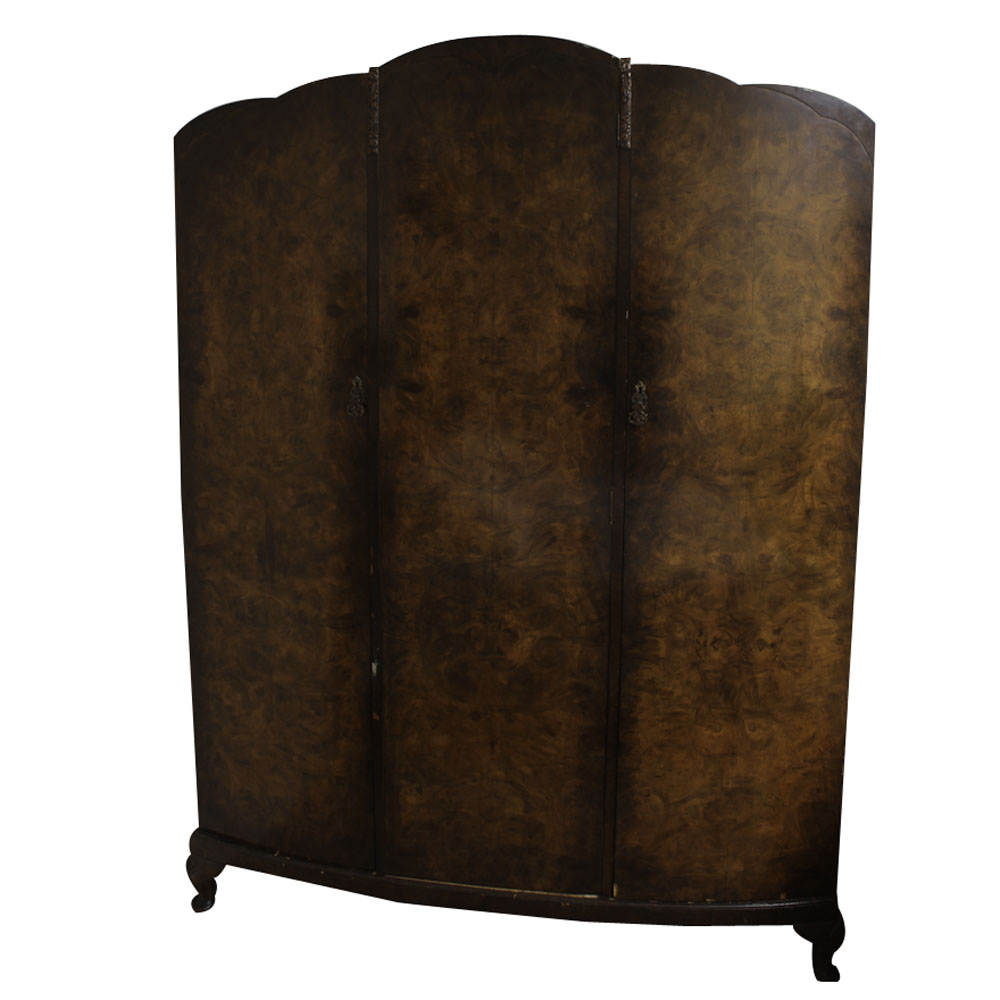 Antique Edwardian Burled Veneer Armoire