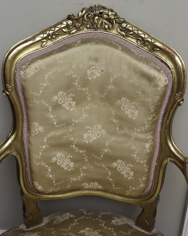 Antique Louis XV Style Gilded Fauteuil a la Reine