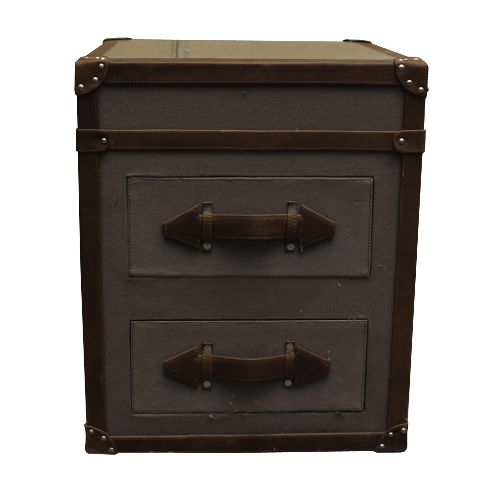 Grey Canvas and Leather Trimmed Chest