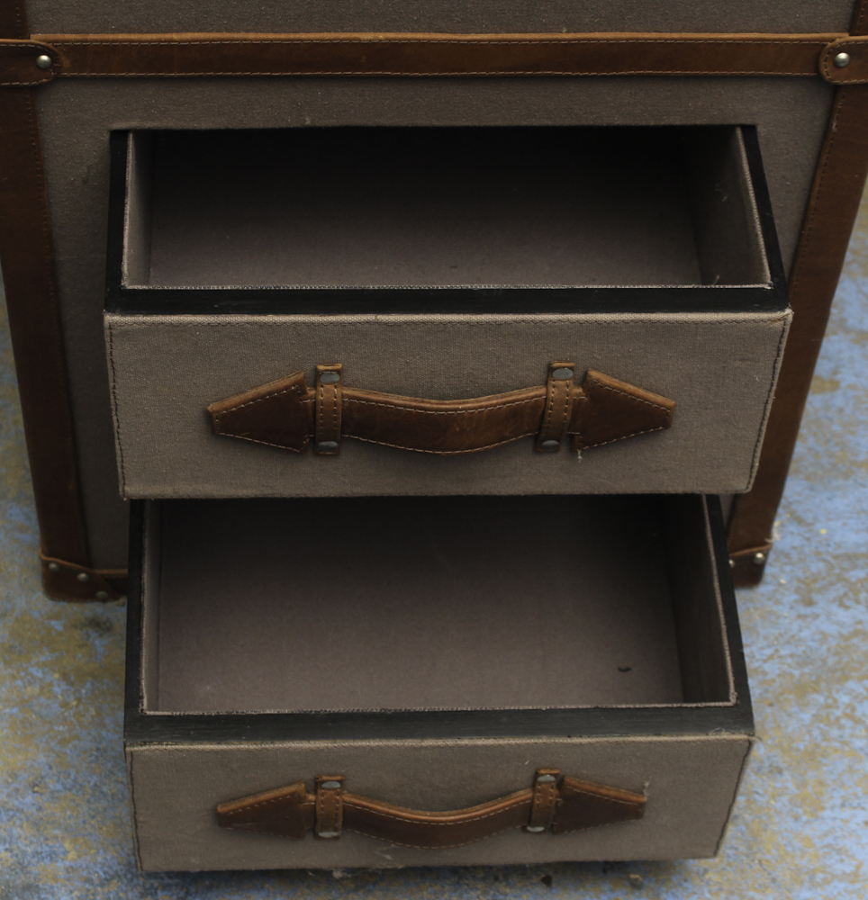 Grey Canvas and Leather Trimmed Chest