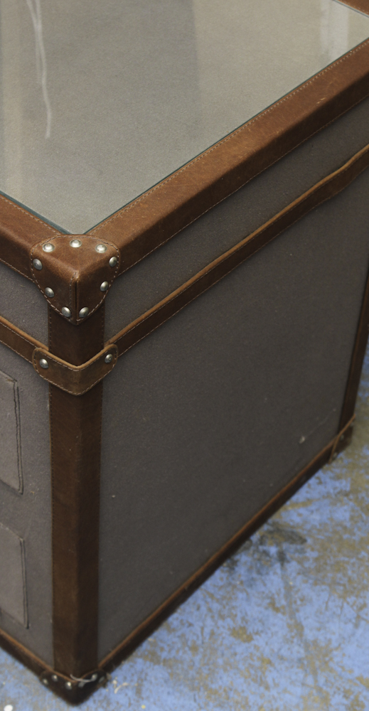 Grey Canvas and Leather Trimmed Chest