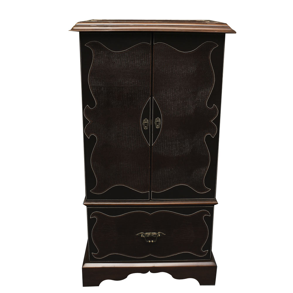 Leather and Wood Jewelry Armoire