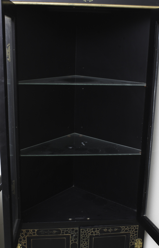 Chinoiserie Decorated Corner Display Cabinet