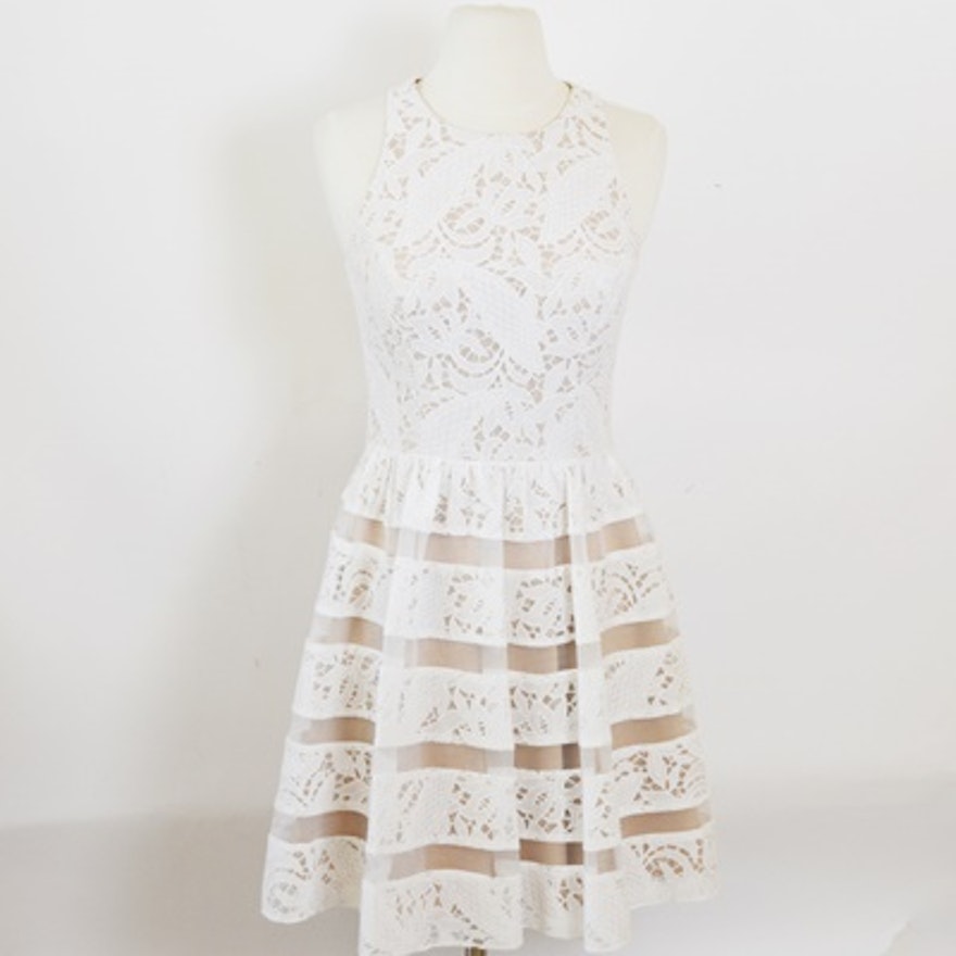 Aidan White Lace Sleeveless Dress