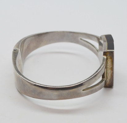 Sterling Silver Tiger's Eye Hinge Bracelet