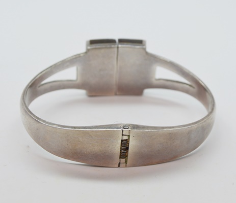 Sterling Silver Tiger's Eye Hinge Bracelet