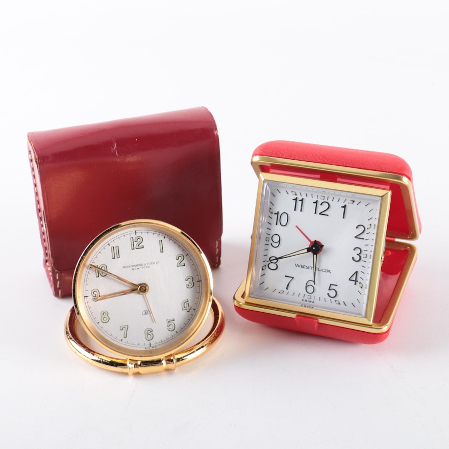 Travel Clocks in Faux Leather Cases Featuring Abercrombie & Fitch