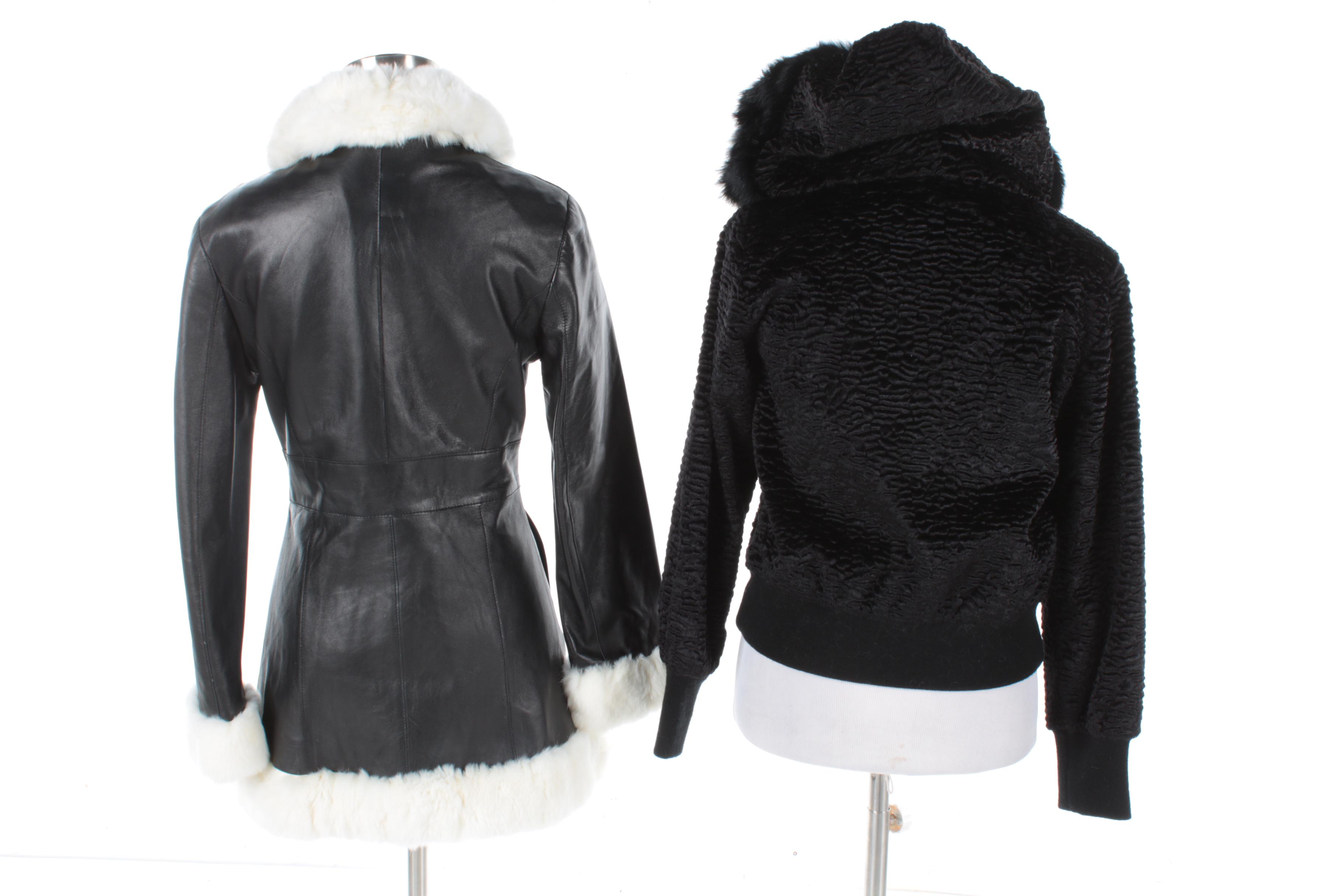 Women's Schillaci and Pow Wow Brand Coats with Rabbit Fur Trim