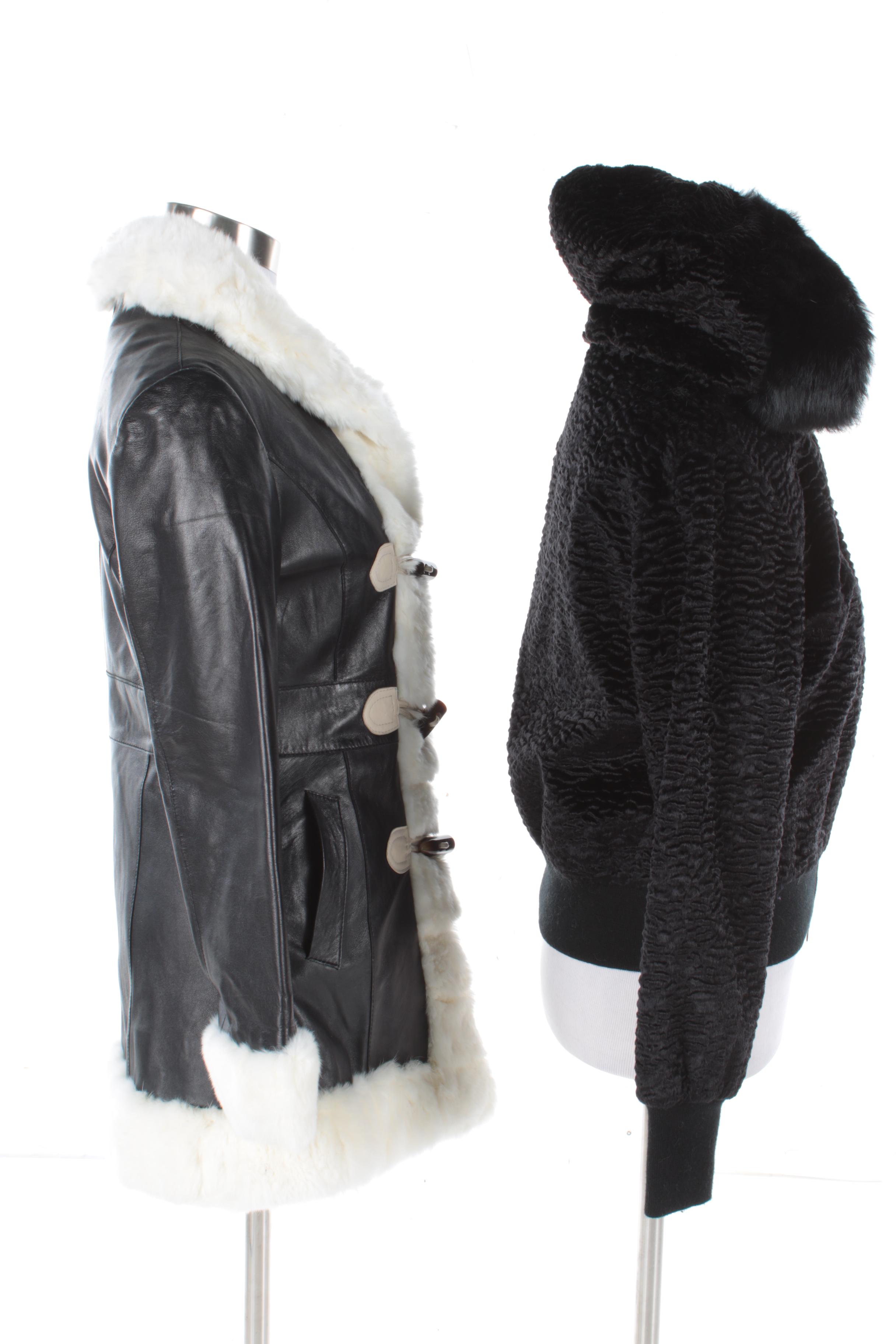 Women's Schillaci and Pow Wow Brand Coats with Rabbit Fur Trim