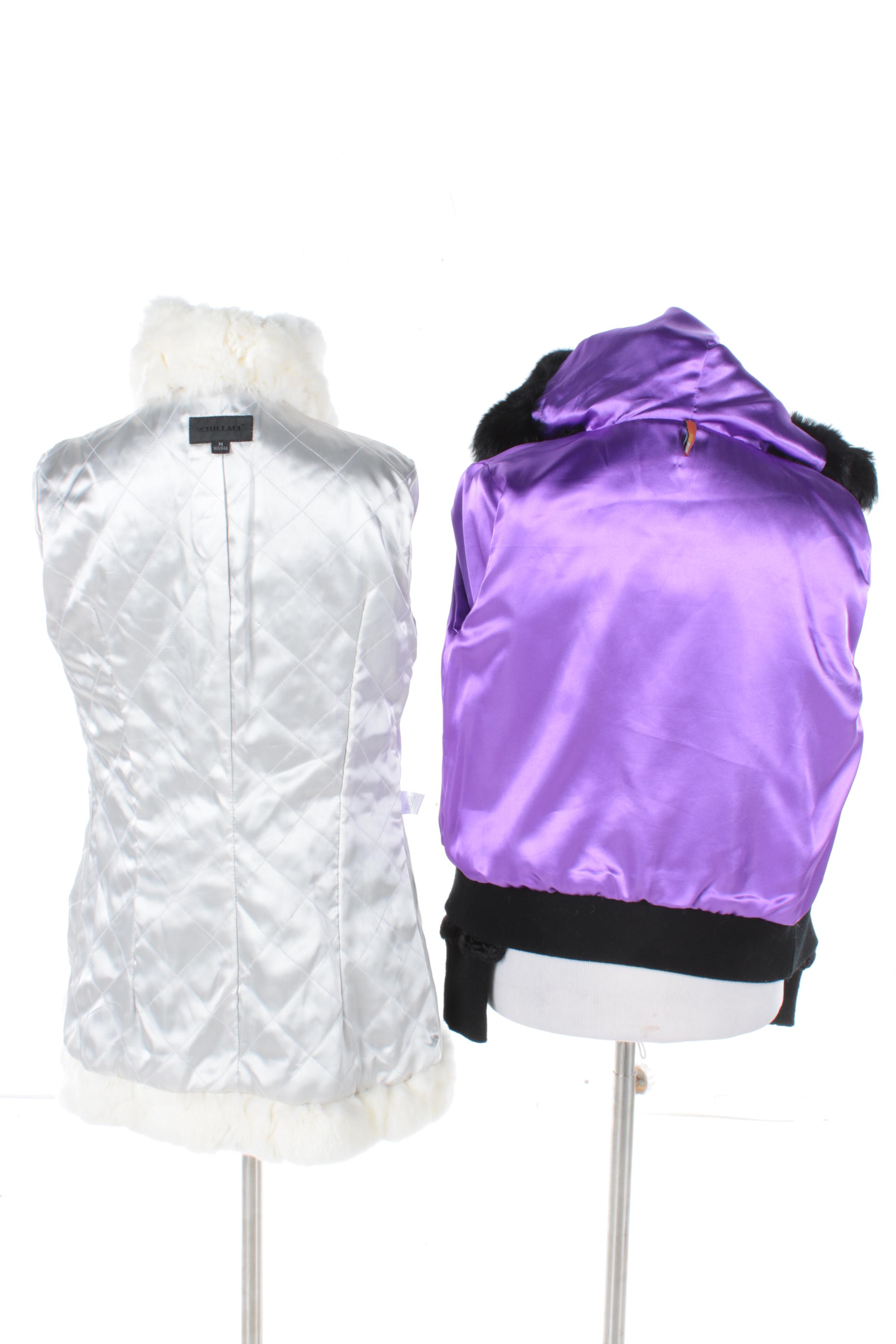 Women's Schillaci and Pow Wow Brand Coats with Rabbit Fur Trim