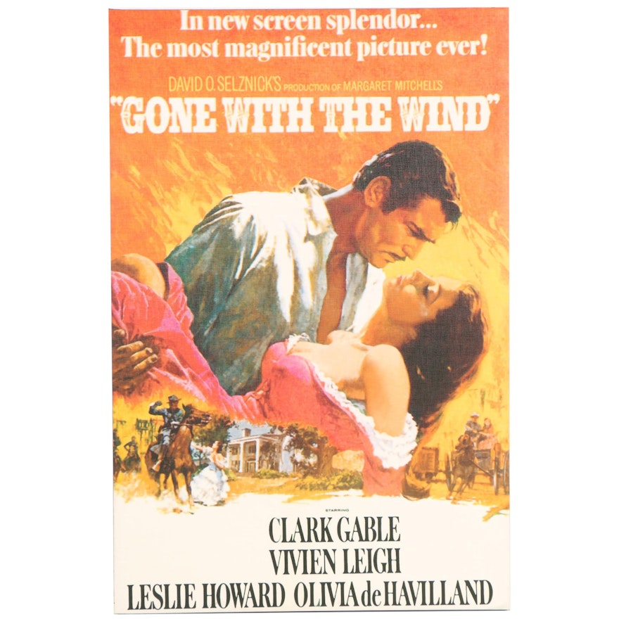 Offset Lithograph on Canvas of "Gone With the Wind" Poster"