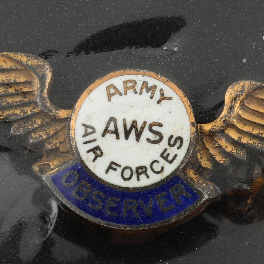 World War II Era Army Air Force AWS Observer Wings Pin