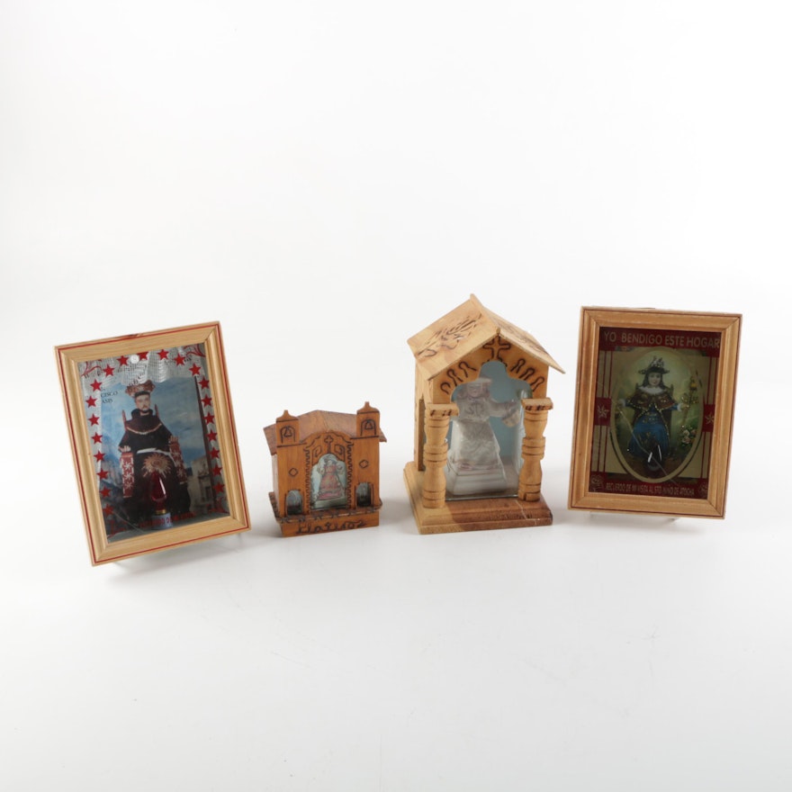 Shadowbox of St. Francis of Assisi with Santuario de Plateros Miniatures