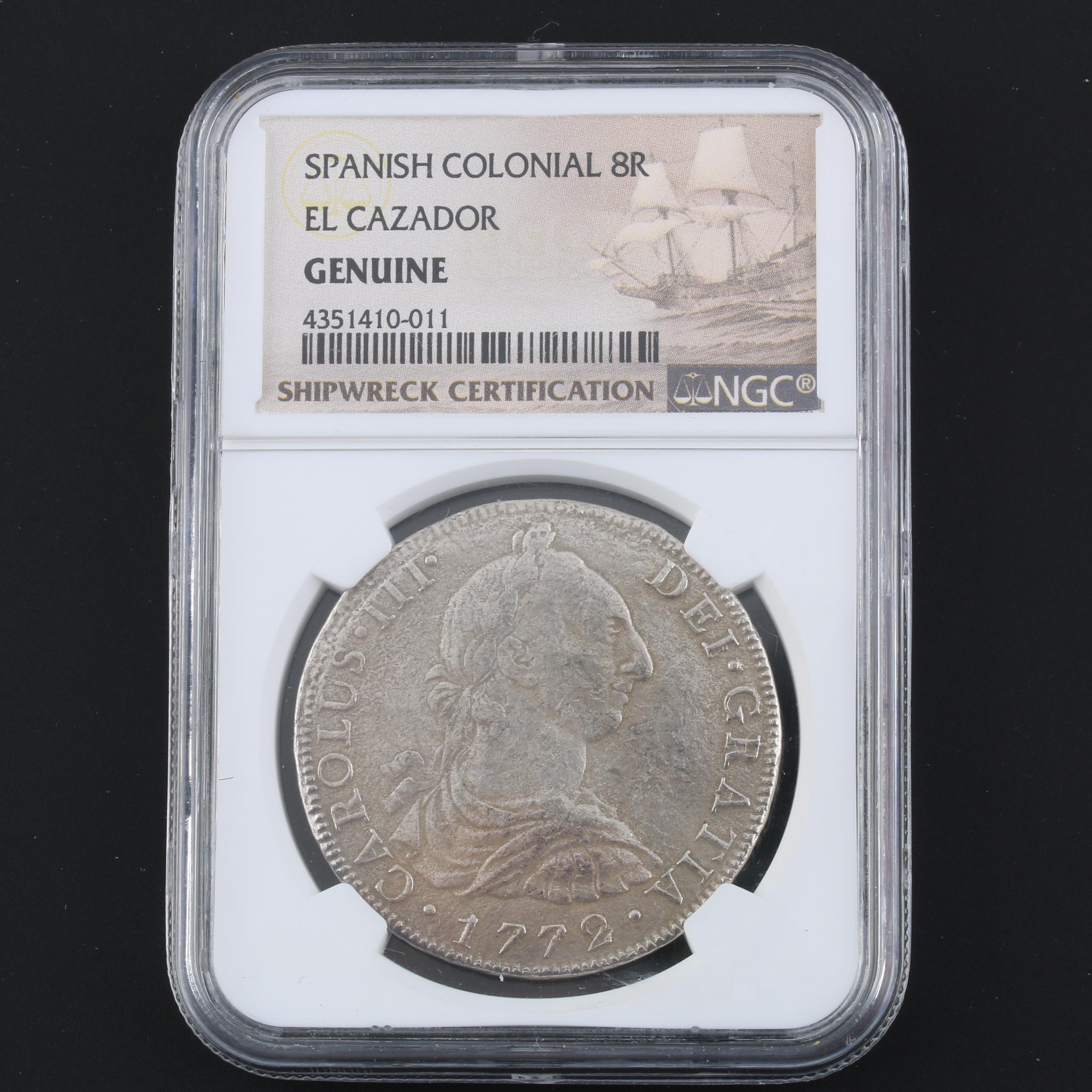 NGC Graded Genuine 1772 Spanish Colonial 8 Reales Silver Coin