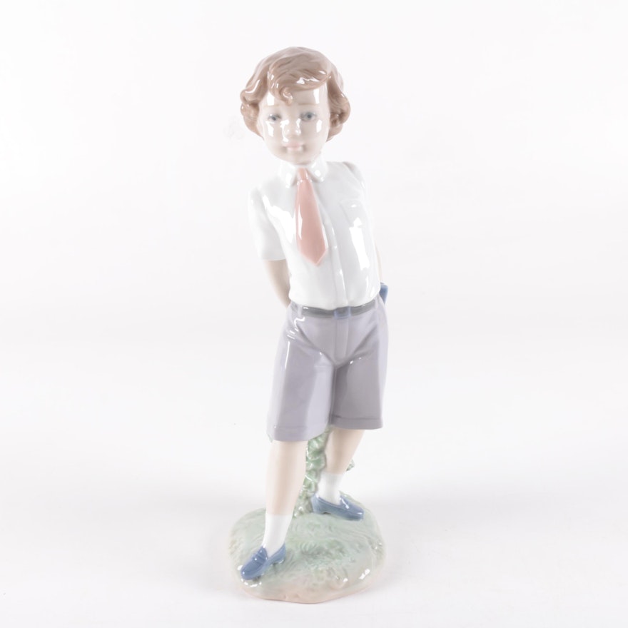 Lladró "Little School Boy" 6813 Porcelain Figurine