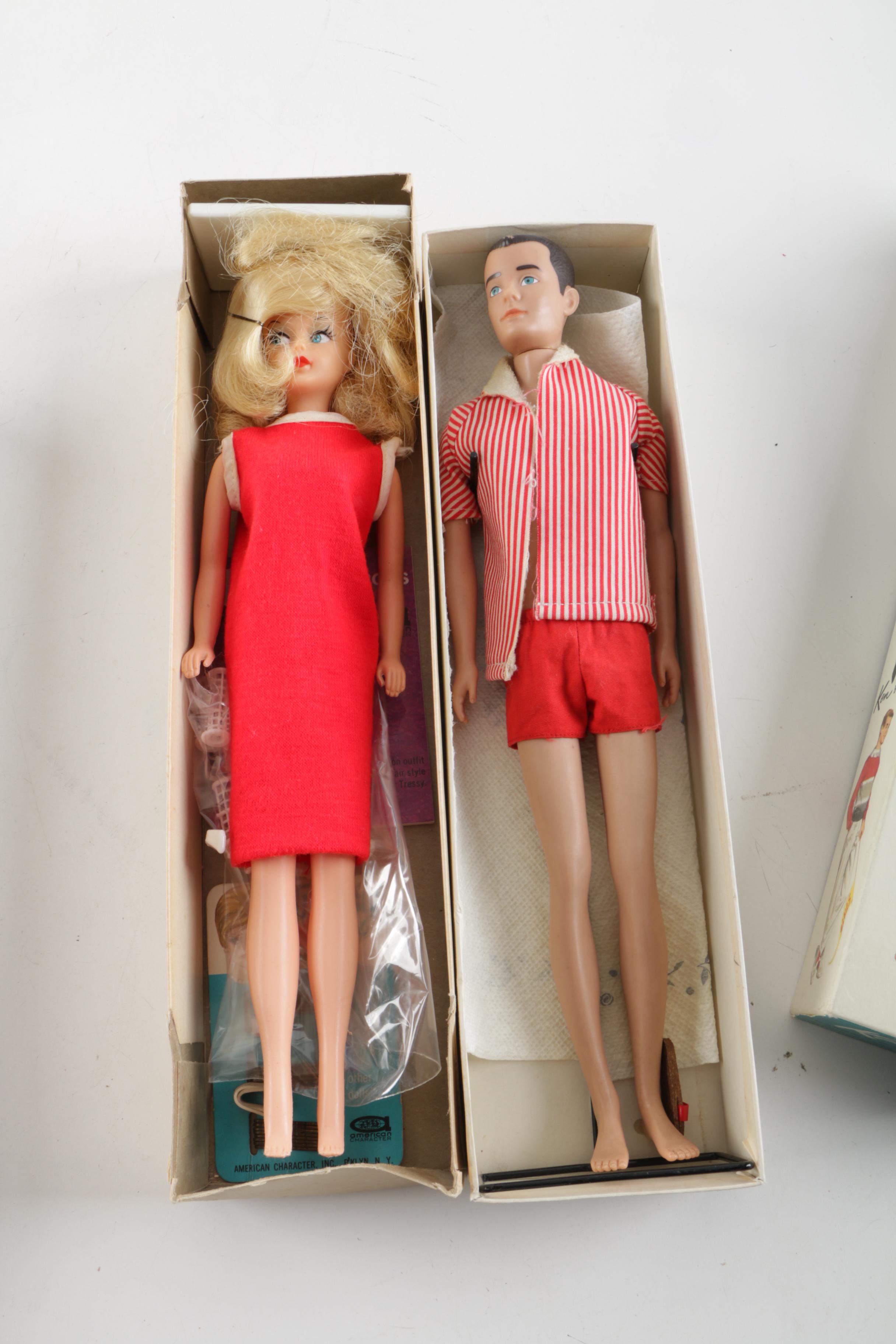 1960s Mattel "Ken" and "Twist n' Turn Waist" Barbie Dolls and Accessories