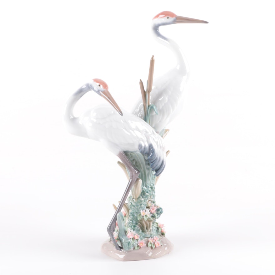 Lladró "Courting Cranes" Porcelain Figurine