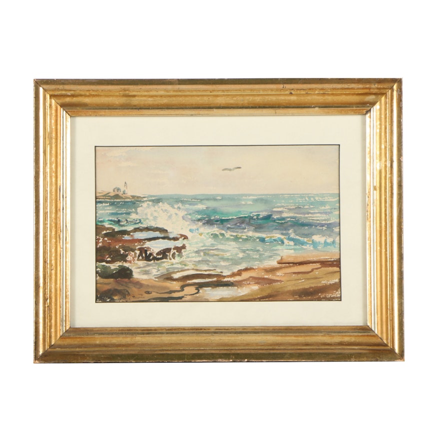 Leola A. Davis Watercolor Painting "Coastline"