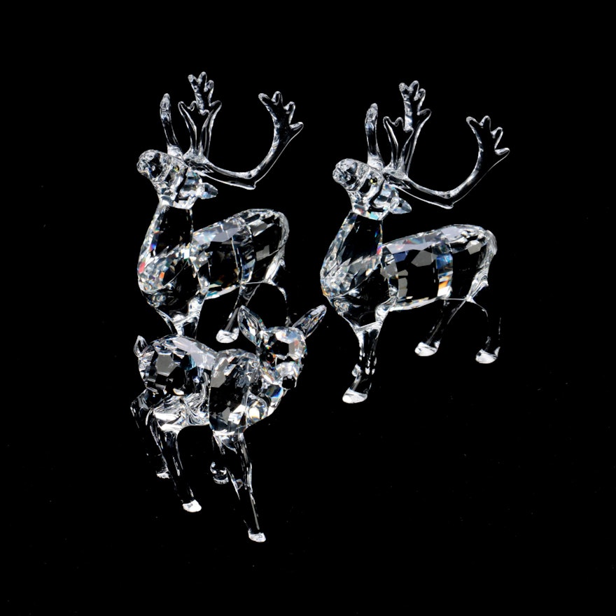 Swarovski Crystal Fawn and Reindeer Figurines
