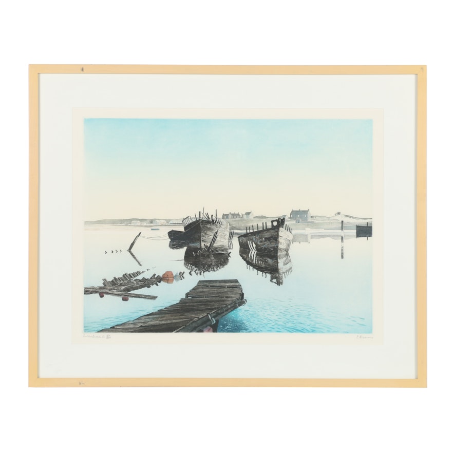 Paul Bisson Limited Edition Etching with Aquatint "Oulton Broad"