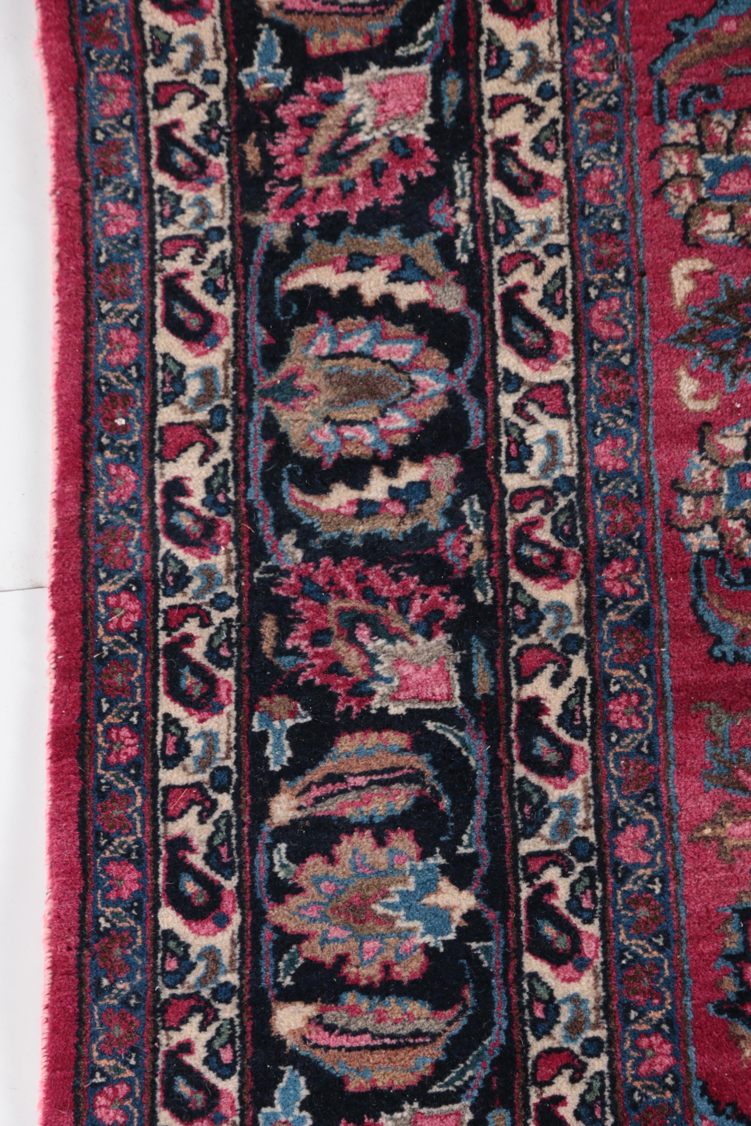 Vintage Hand-Knotted Persian Kashan Wool Area Rug