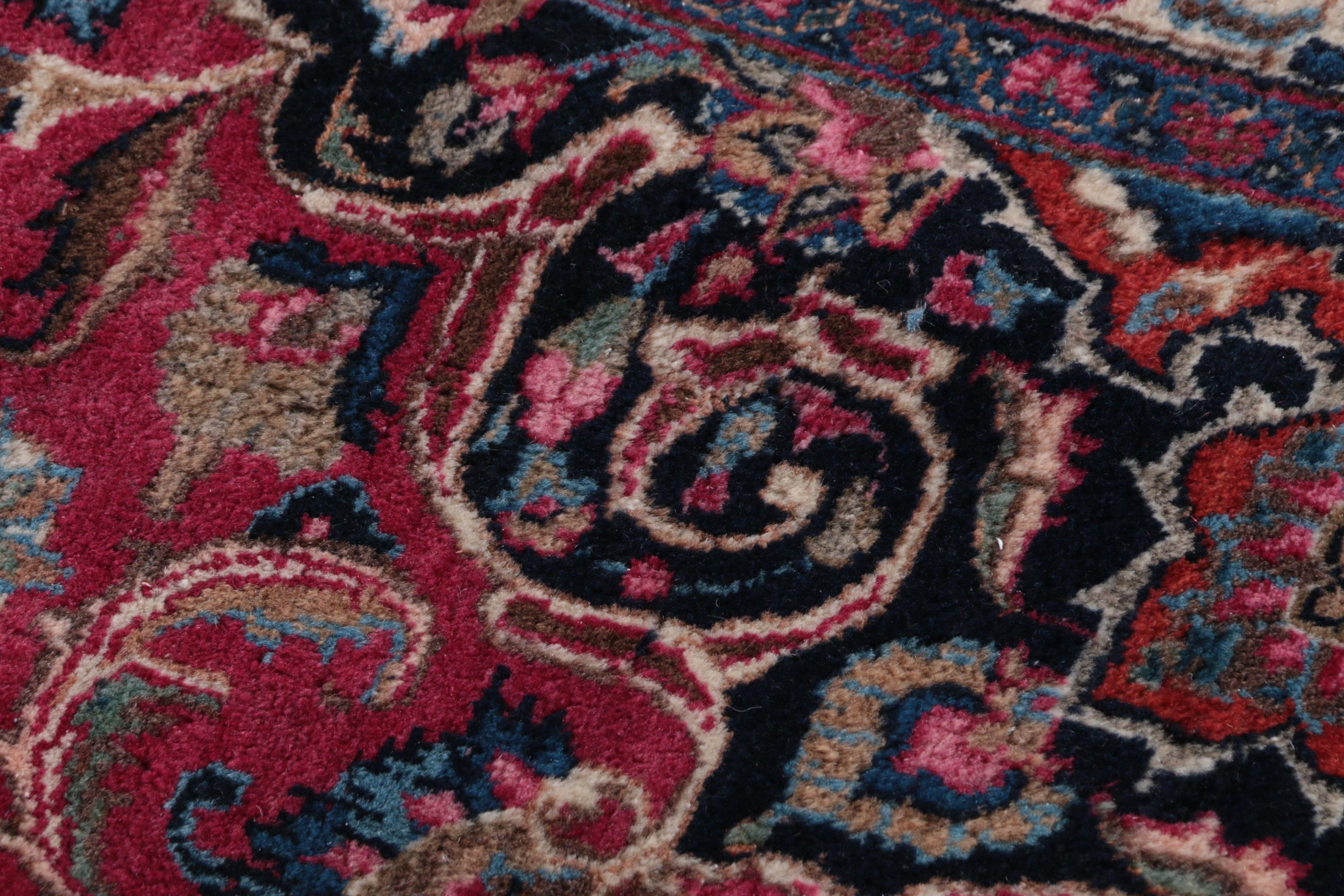 Vintage Hand-Knotted Persian Kashan Wool Area Rug