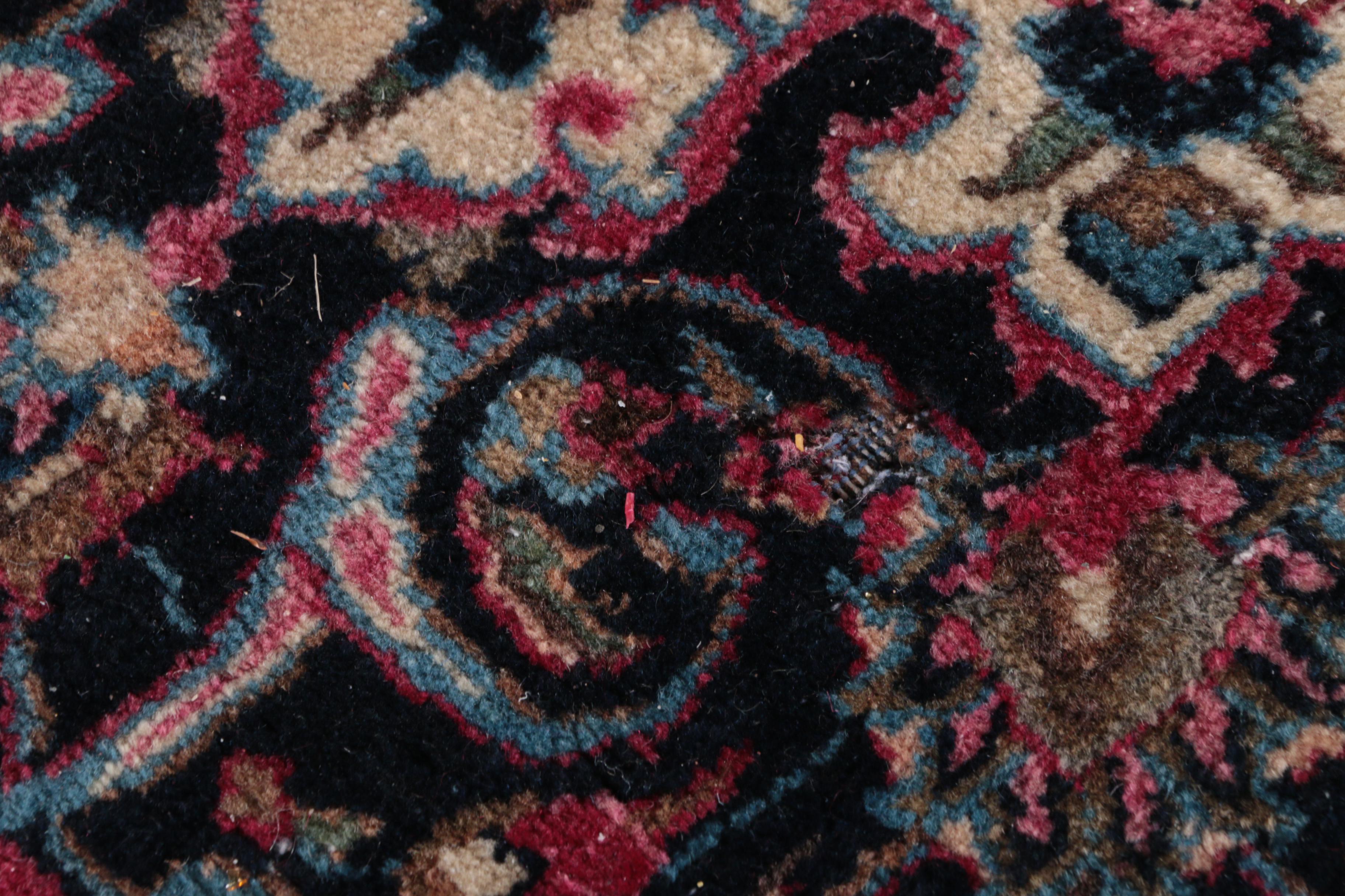 Vintage Hand-Knotted Persian Kashan Wool Area Rug