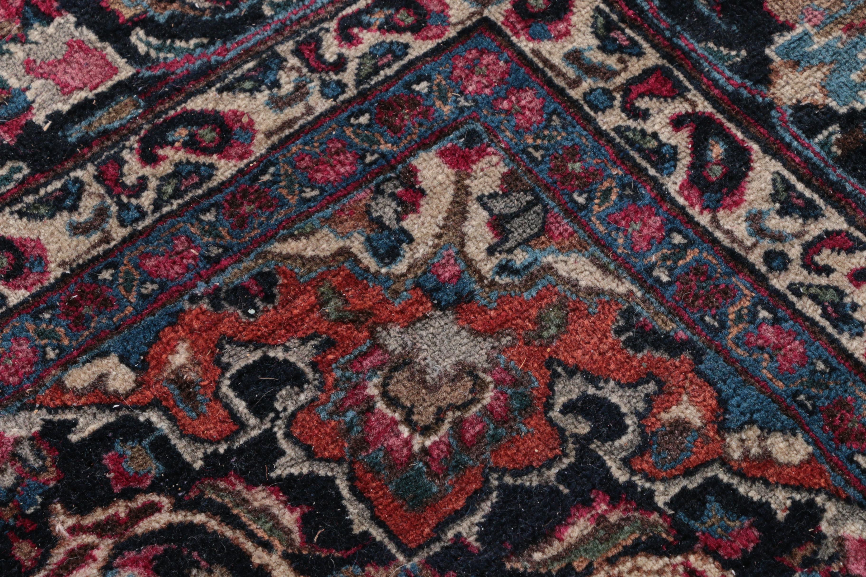 Vintage Hand-Knotted Persian Kashan Wool Area Rug