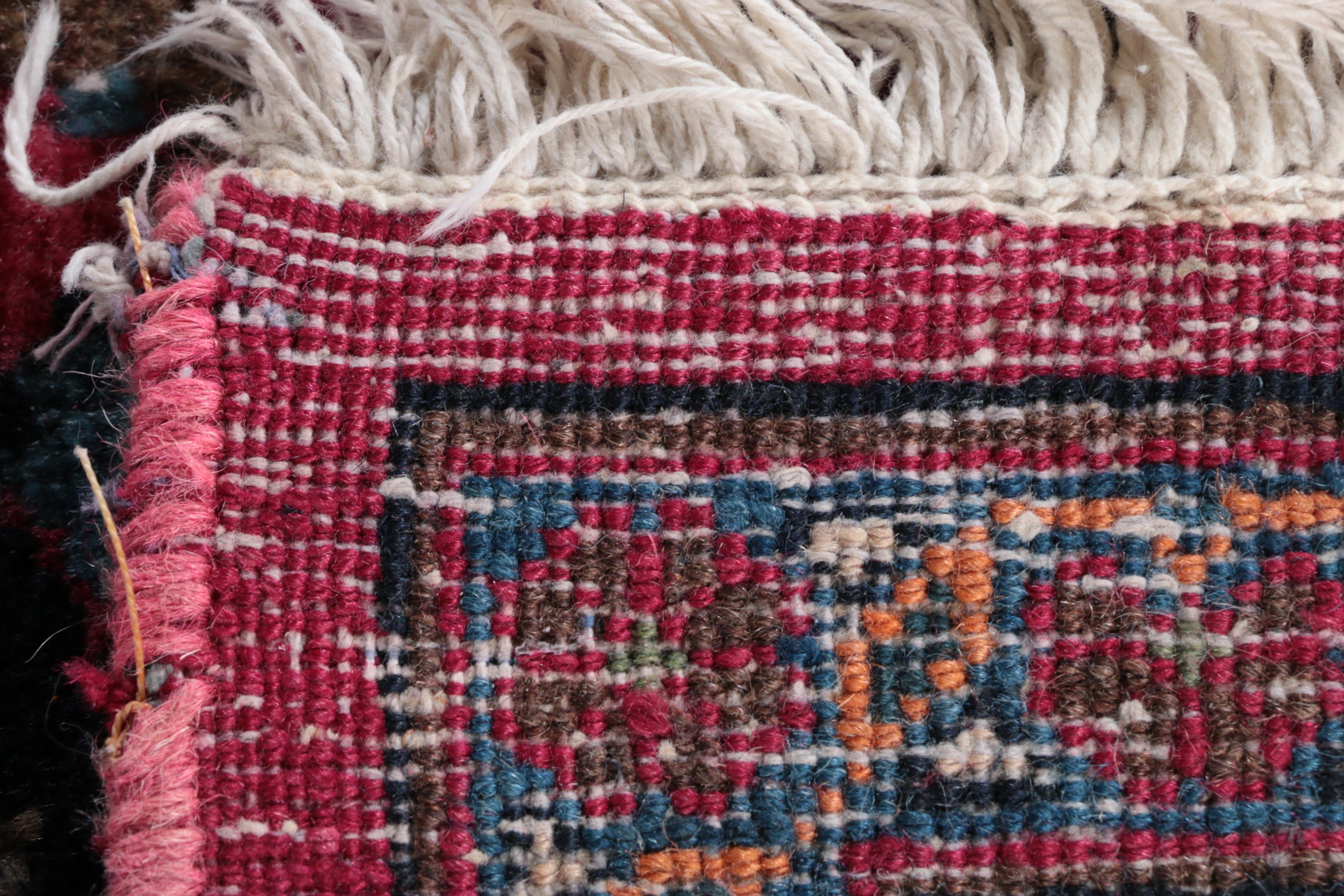 Vintage Hand-Knotted Persian Kashan Wool Area Rug