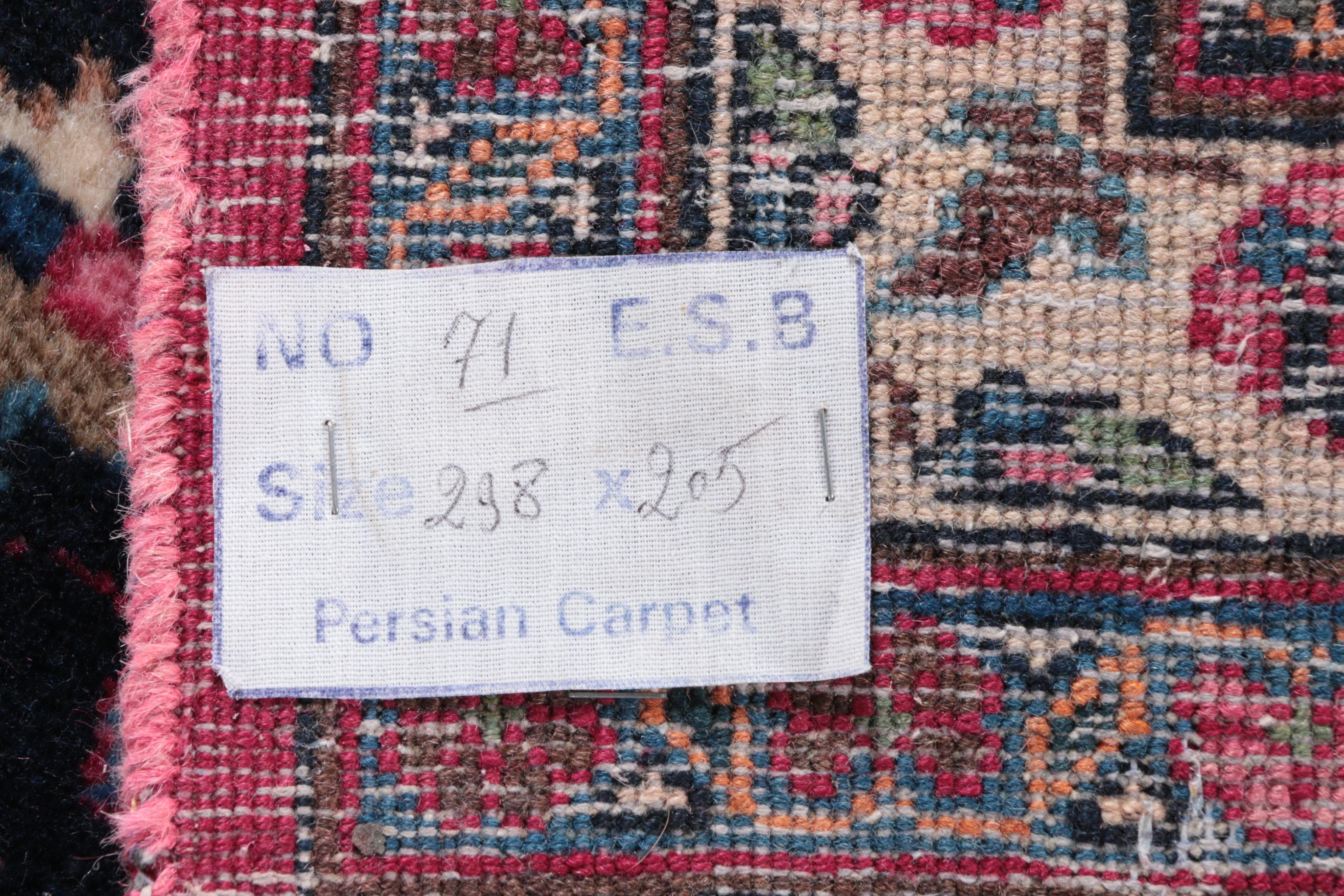 Vintage Hand-Knotted Persian Kashan Wool Area Rug