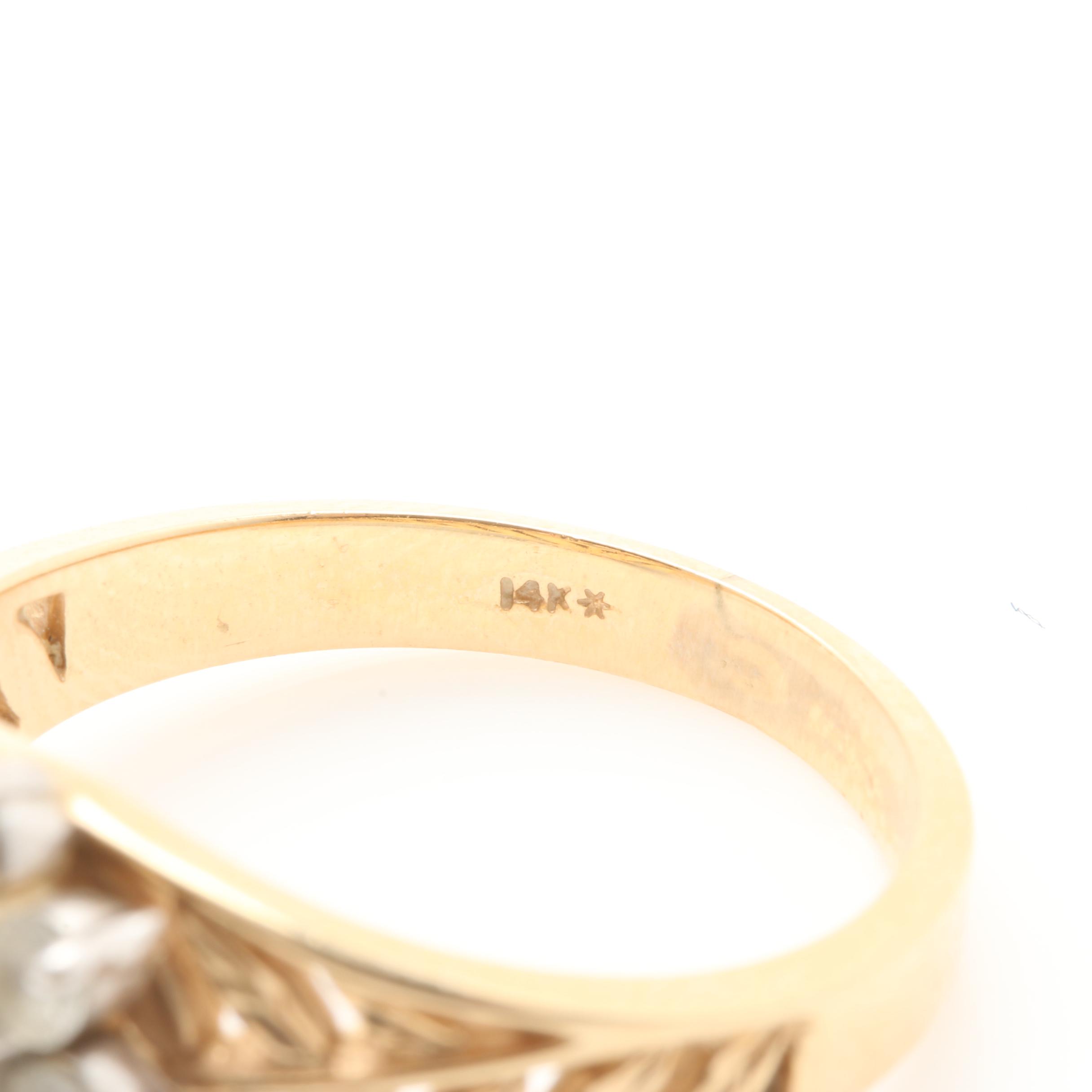 14K Yellow Gold Tanzanite and White Topaz Ring