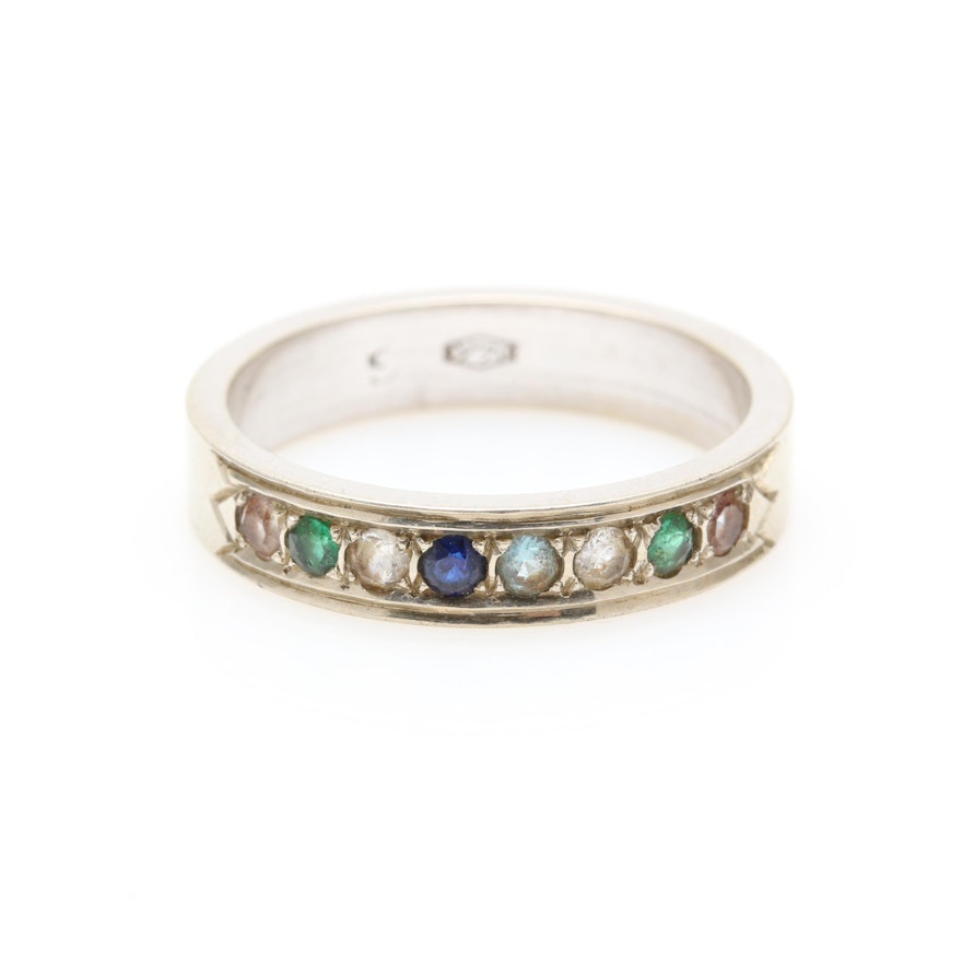 14K White Gold Synthetic Spinel and Synthetic Sapphire Ring