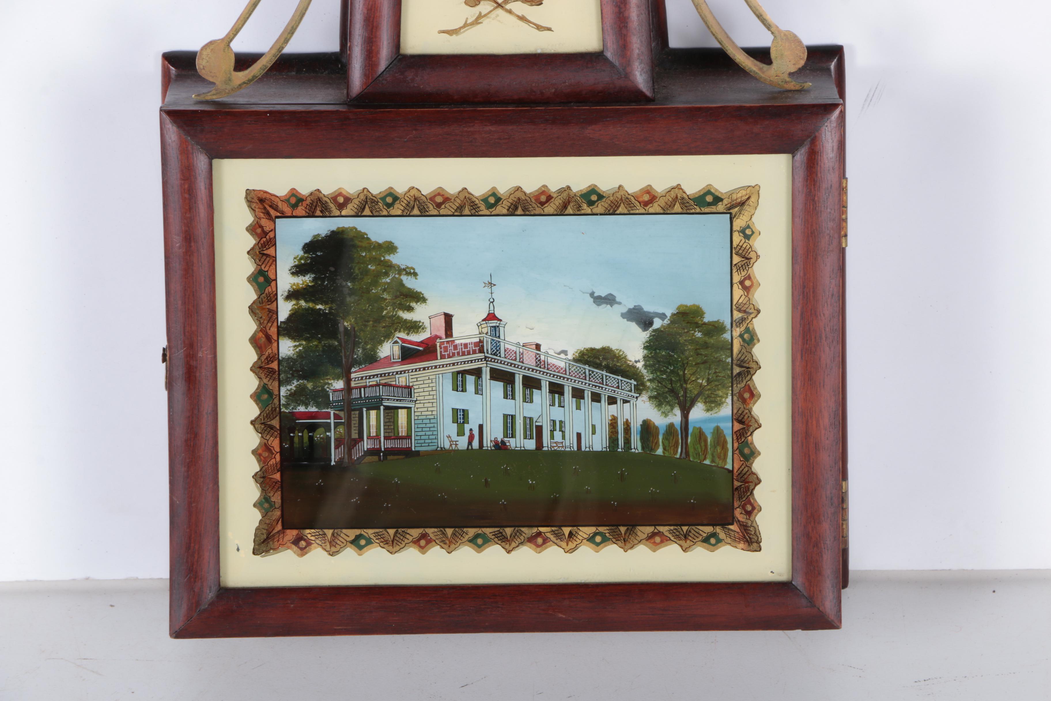 Antique Federal Style Banjo Clock with Eglomise Glass Panels