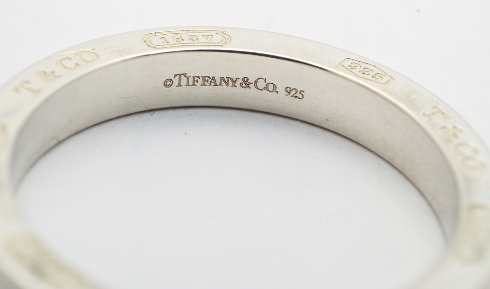 Tiffany & Co. Sterling Silver 1837 Collection Ring with Pink Sapphire Accents