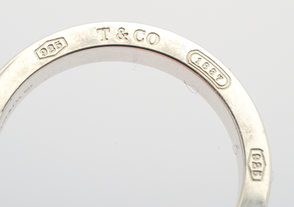 Tiffany & Co. Sterling Silver 1837 Collection Ring with Pink Sapphire Accents